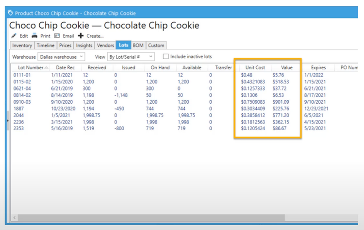 Acctivate Lot Tracking