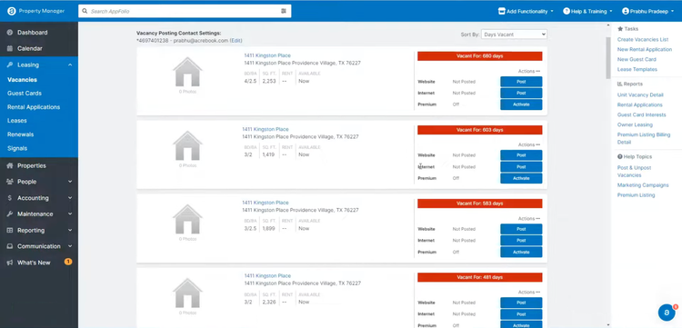 Appfolio Vacancy Management