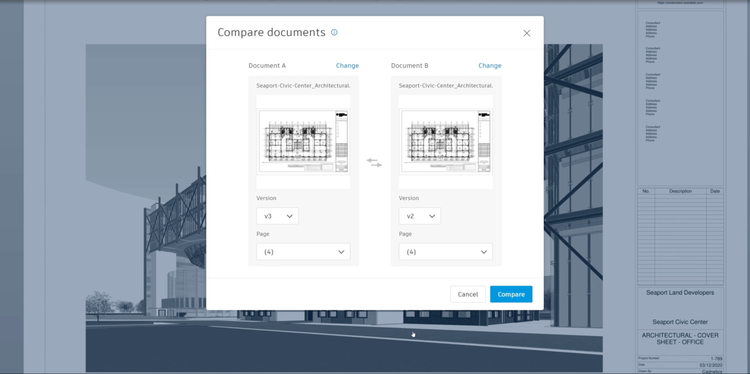 AutoDesk Build Comparing Construction Drawings