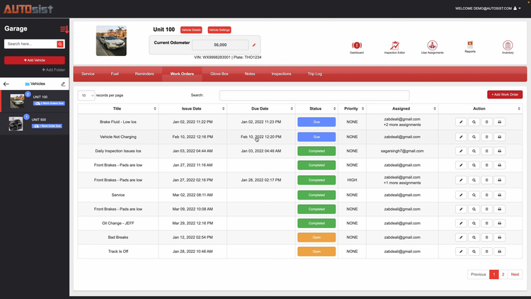 AUTOsist Vehicle Work Order Management