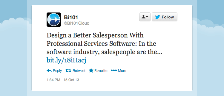 Bi101Cloud tweeted "Design a better salesperson with professional services software."