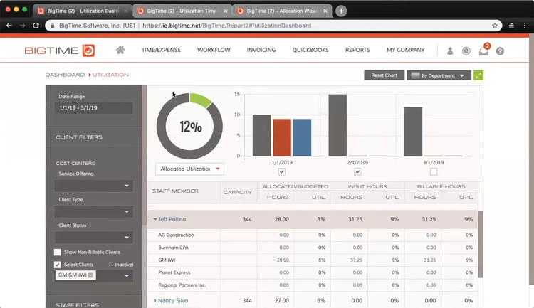 BigTime Employee Utilization Dashboard
