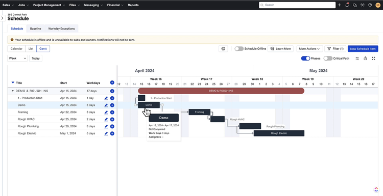 Buildertrend Project Scheduling