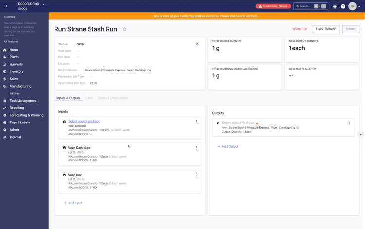 Canix batch tracking and product management