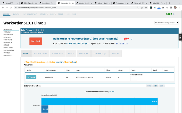 Cetec ERP work order tracking