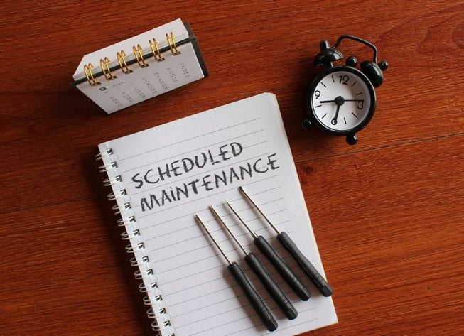 Calendar with Maintenance Scheduled