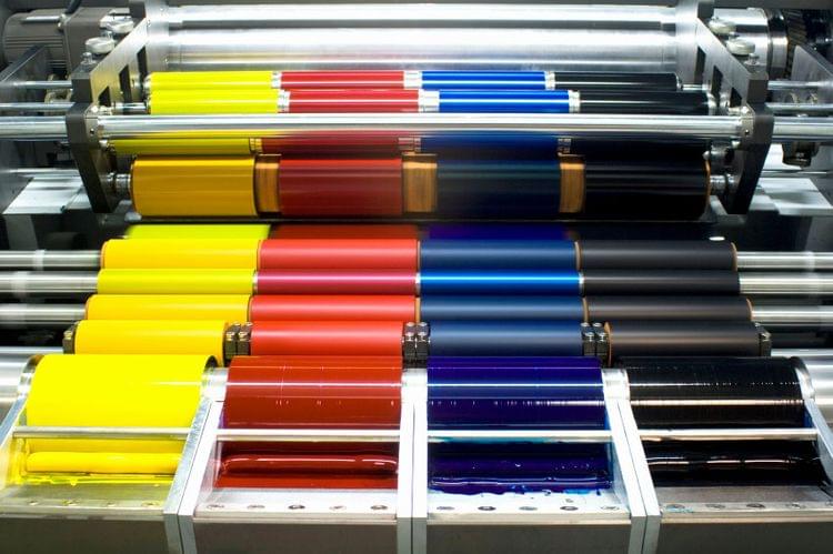 Machine press printing colored paper