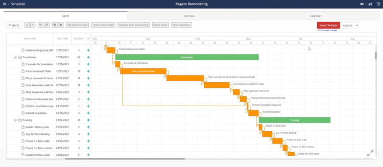 Contractor Foreman Gantt Chart Schedule