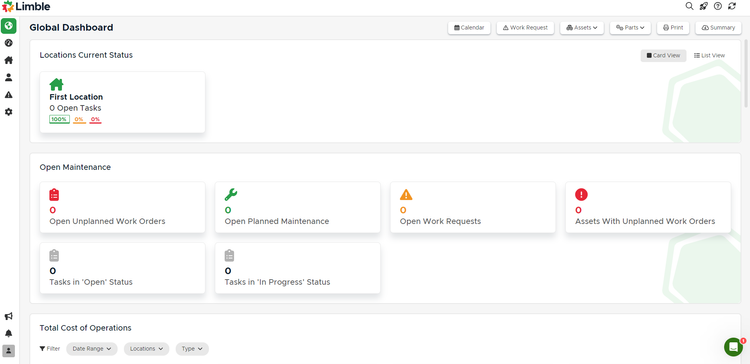 Limble CMMS Global Dashboard