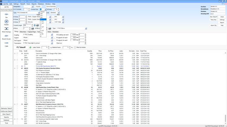 Electrical Bid Manager (EBM) Screenshot
