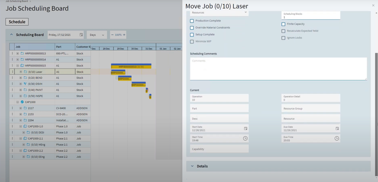 Epicor Kinetic Scheduler