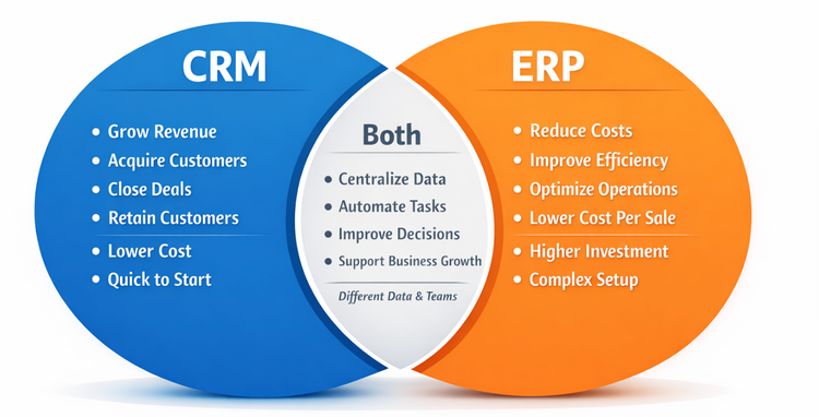 CRM vs ERP Venn Diagram