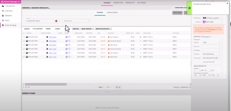 Exntensiv Order Dashboard