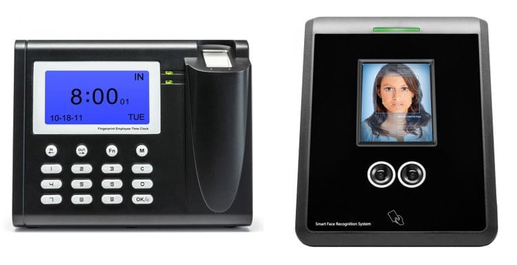 Fingerprint and facial recognition time clock kiosks