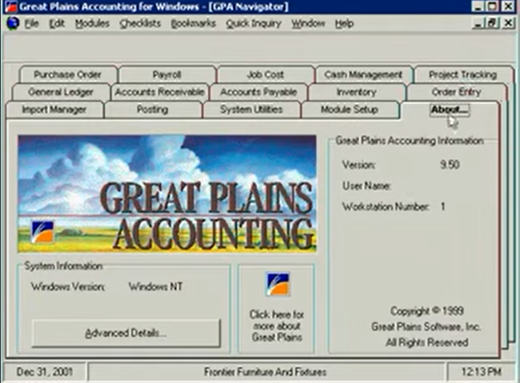 What is ERP Old Great Plains Software Interface