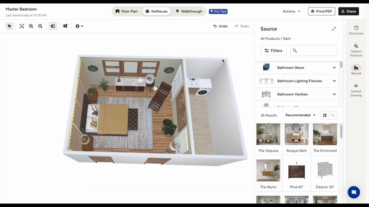 Create a 3d floor plan in Houzz Pro