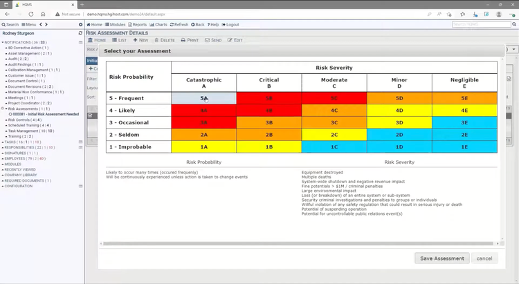 Harrington QMS (HQMS) ISO RisK Assessment