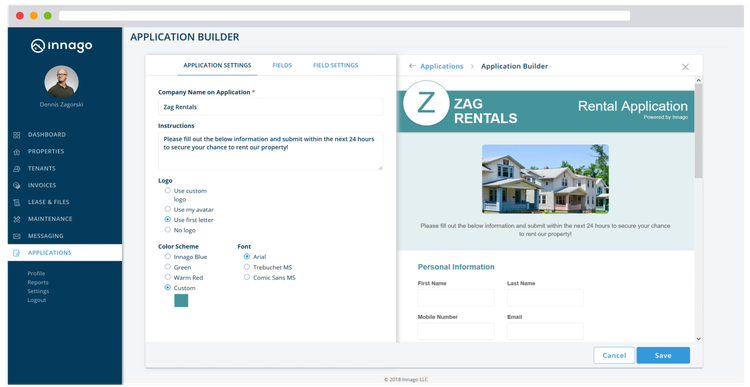 Innago rental application screenshot