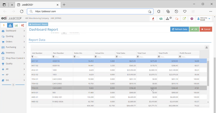 Cost Reporting in JobBOSS²