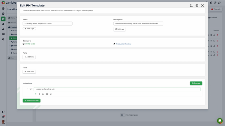 Edit PM Templates in Limble CMMS