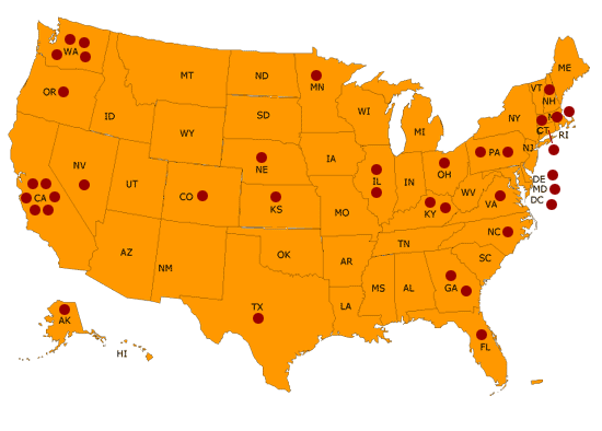Map of Moving to Work Public Housing Authorities