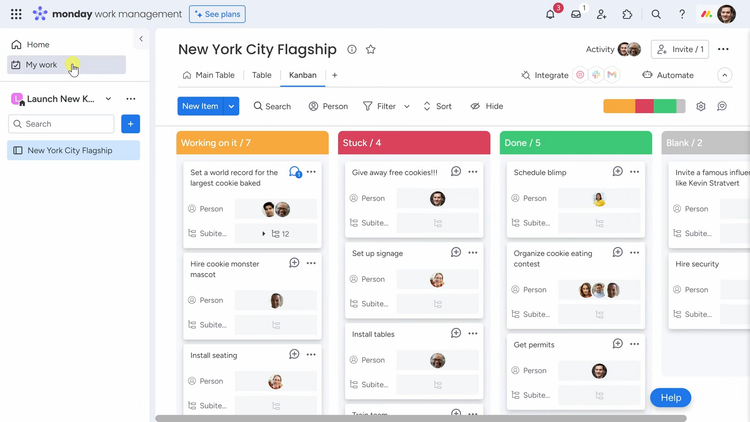 Monday.com Kanban view