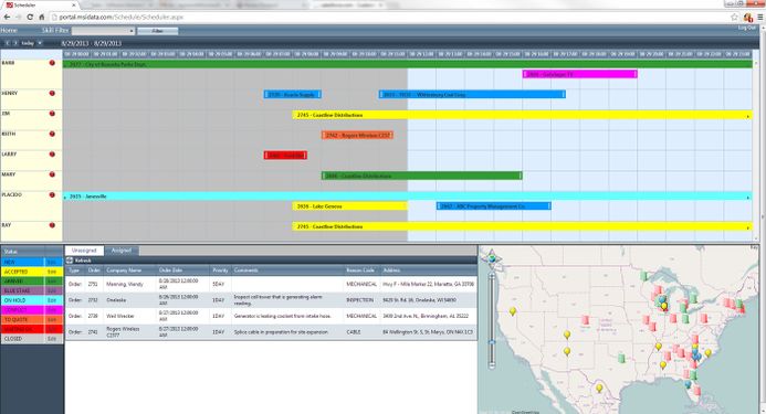 Screen capture of scheduling in MSI Data software