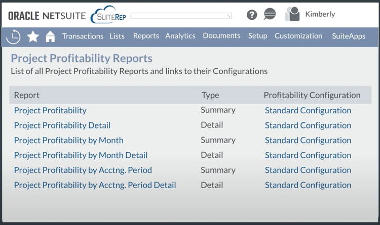 NetSuite Project Profitability Reports