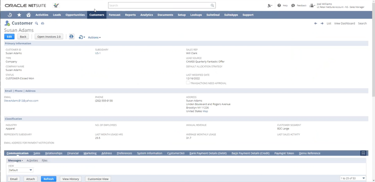 Customer Management in NetSuite