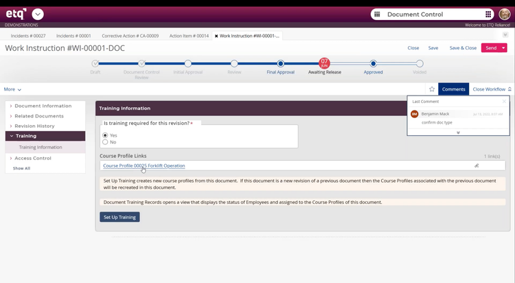 Octave Reliance Training Management