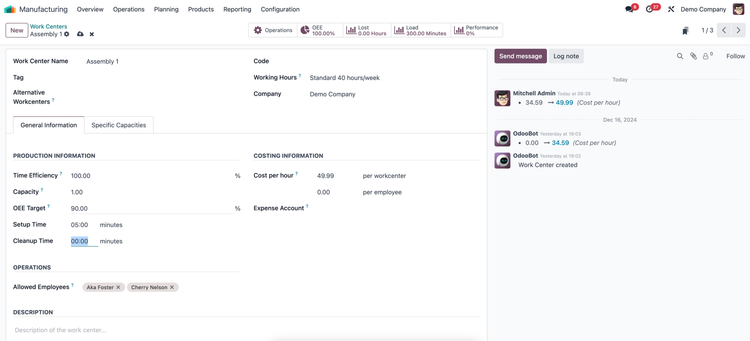 Customize Work Centers in Odoo