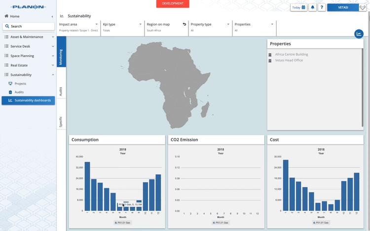 Planon Energy and Sustainability Management Dashboard