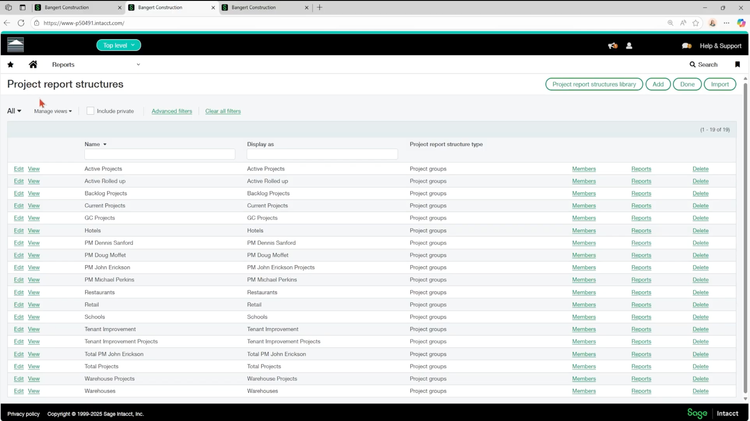 Sage Intacct multi-dimensional project reporting