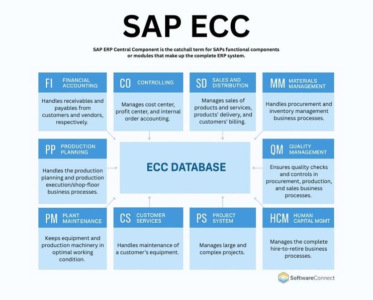 Diagram of SAP ECC's 10 Components