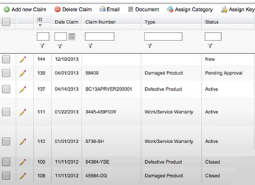 A1 Warranty Management Screenshot