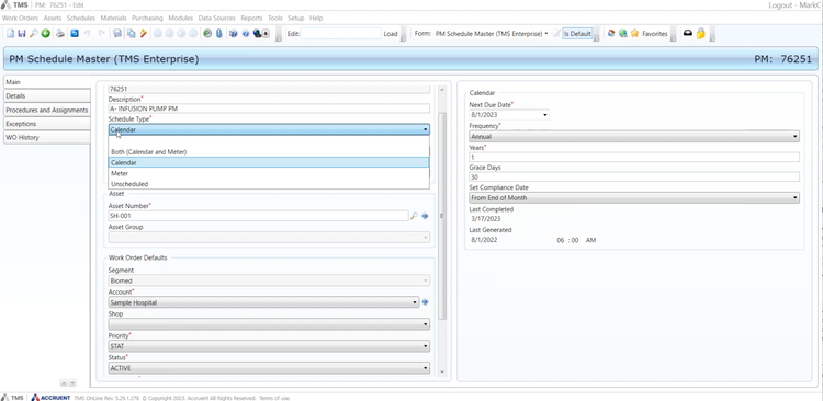 Accruent TMS Preventive Maintenance Schedule Master