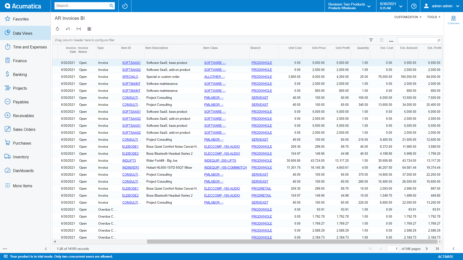 Data Analysis Receivables