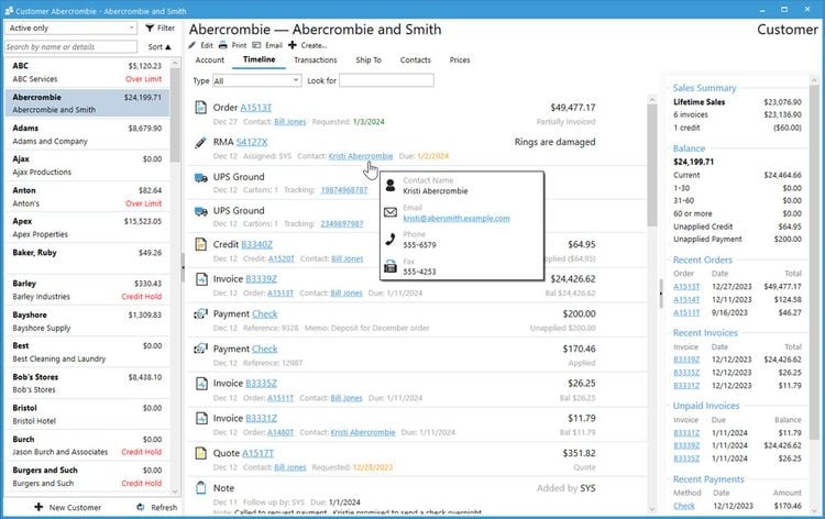 Acctivate Inventory Management Customer History