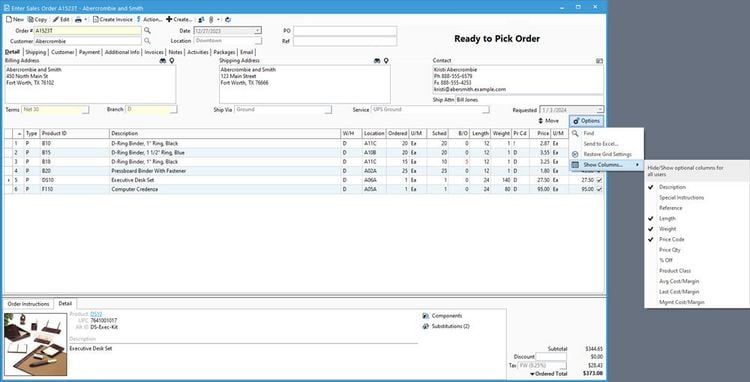 Acctivate Inventory Management Sales Order