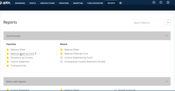 Aplos Fund Accounting Screenshot