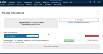 Aplos Fund Accounting: Transactions Management Page