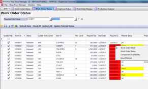 Aptean Intuitive ERP: Work Order Status