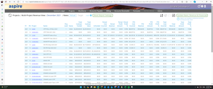 Aspire GovCon Accounting: Multi-Project Revenue