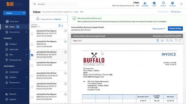 BILL Accounts Payable & Receivable: Inbox