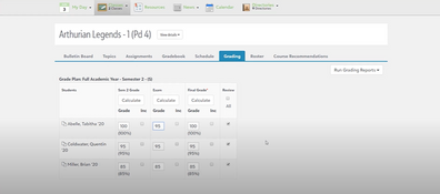 Blackbaud Student Information Management System: Grading