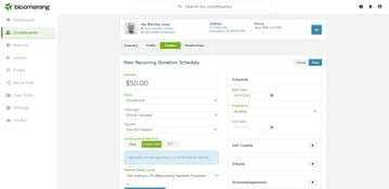 Bloomerang: New Recurring Donation Schedule