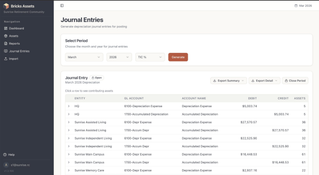 Bricks Fixed Assets: Journal Entries