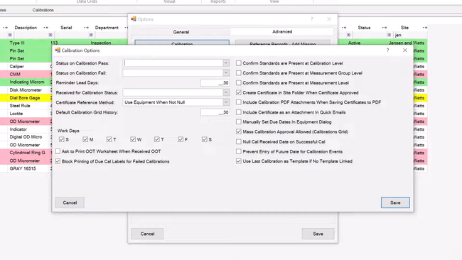 Calibration Control: Calibration Options