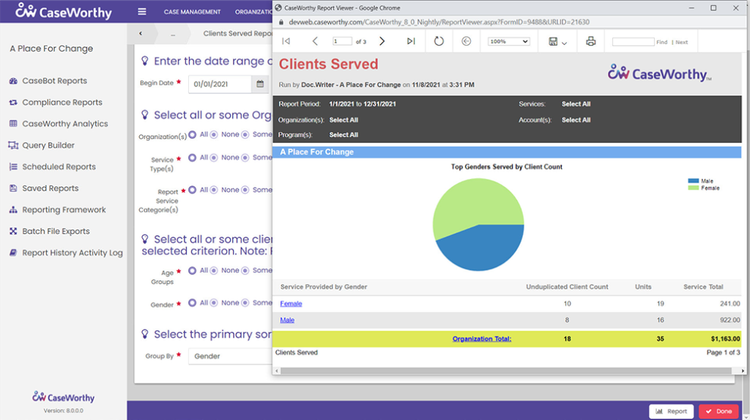 CaseWorthy Web Reports