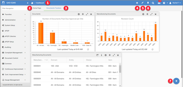 QAD EQMS Dashboard